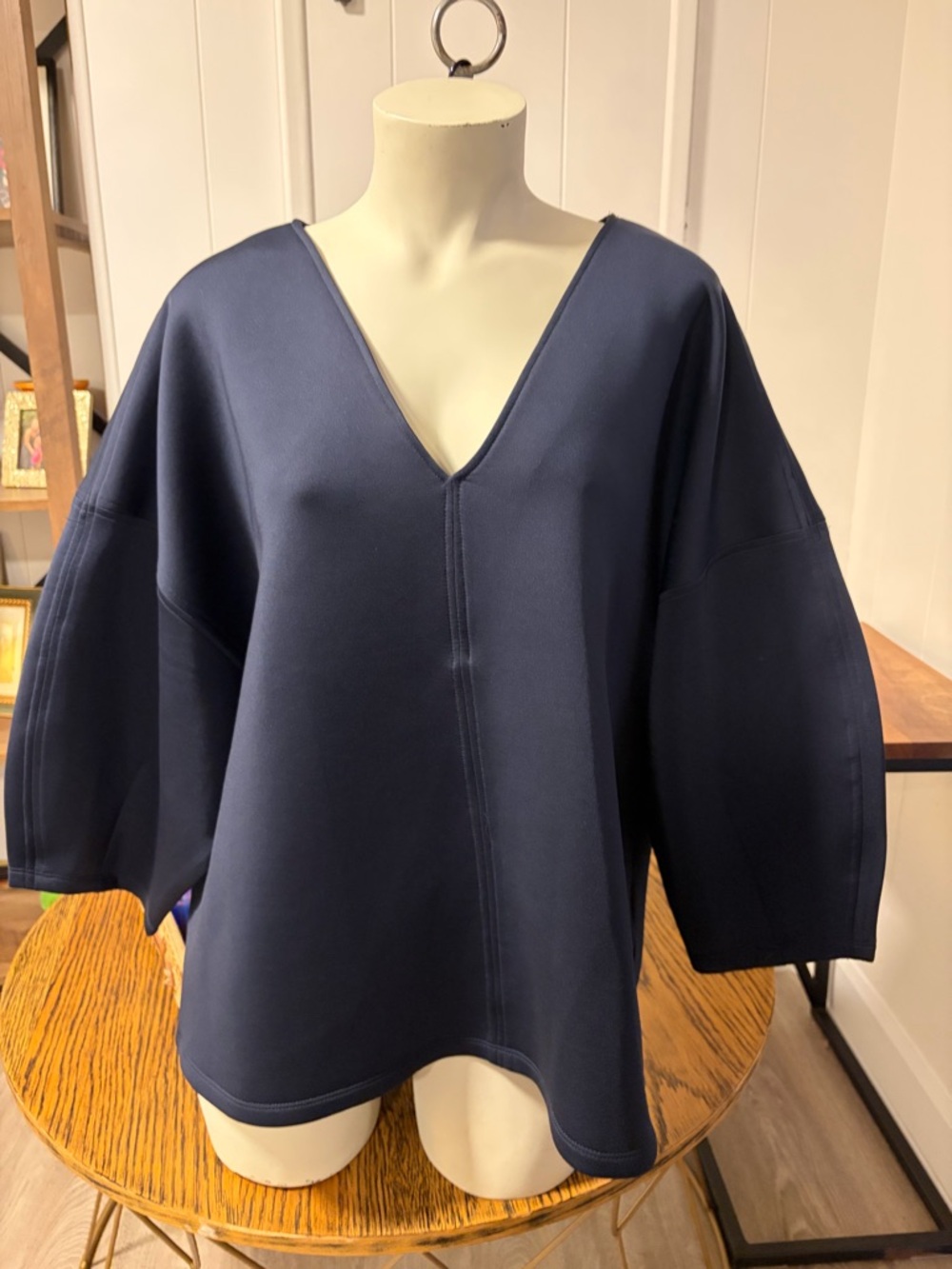 Anthropologie Navy V-Neck Dolman Sleeve Top